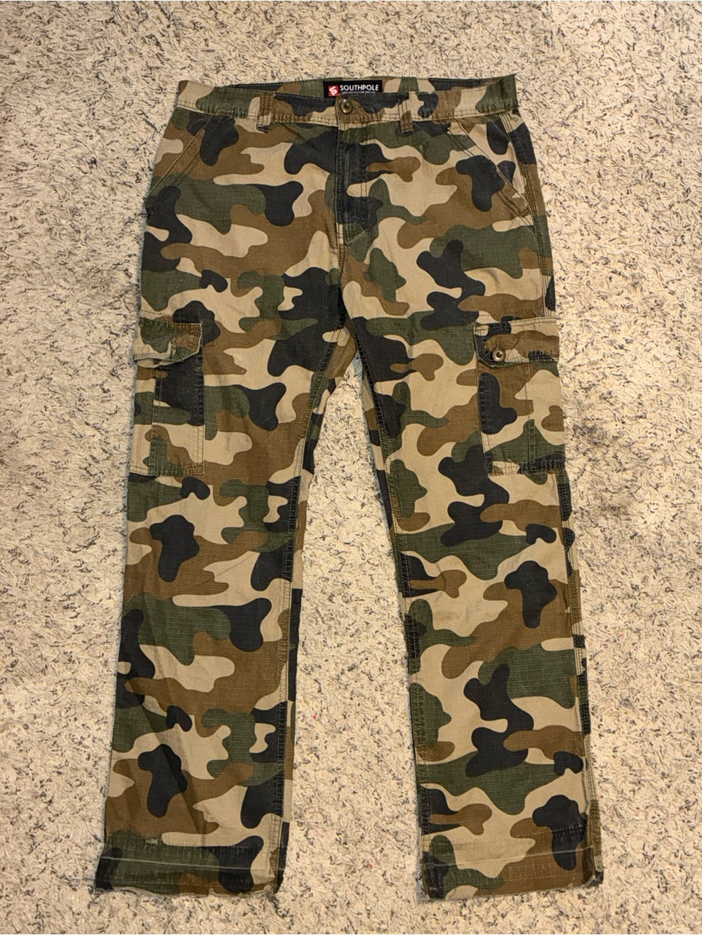 South Pole Men's Woodland Camo Cargo Pants - Green/Brown/Black